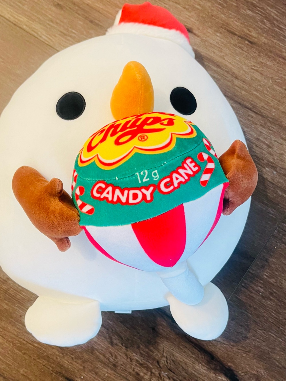 Holiday Snowman Plush with Candy Cane Ball